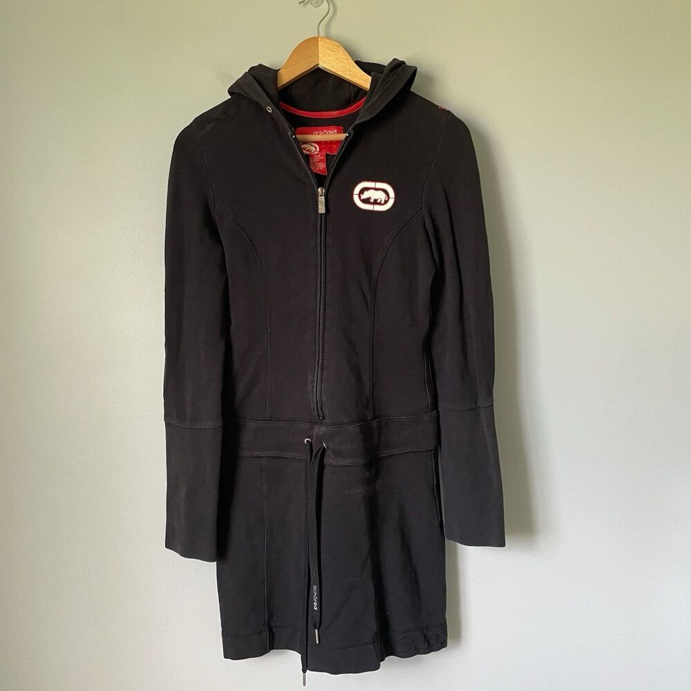 Ecko Red Vtg Deadstock y2k 2000s Hoodie Dress One Piece Black Women's Size Small